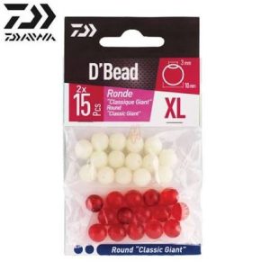 Perlas Daiwa Giant Ronde XL fosfo y rojo, kit de 2x15 perlas para congrio